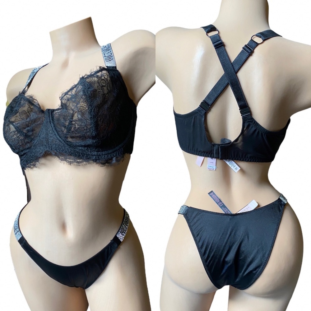 Victoria Secret very sexy Wicked Unlined Shine Strap Balconette Bra set